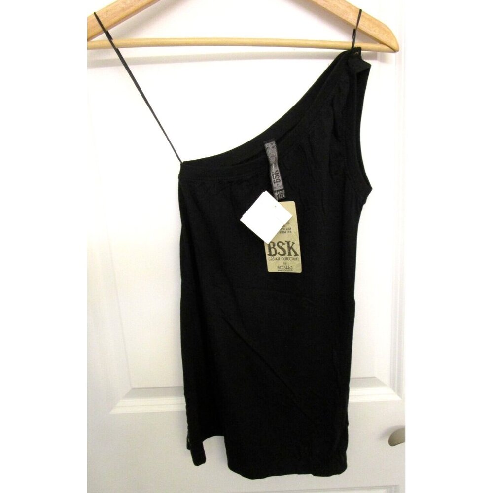 BSK Casual Connection by Bershka Women One Shoulder Top - Med. Cotton Black NWT